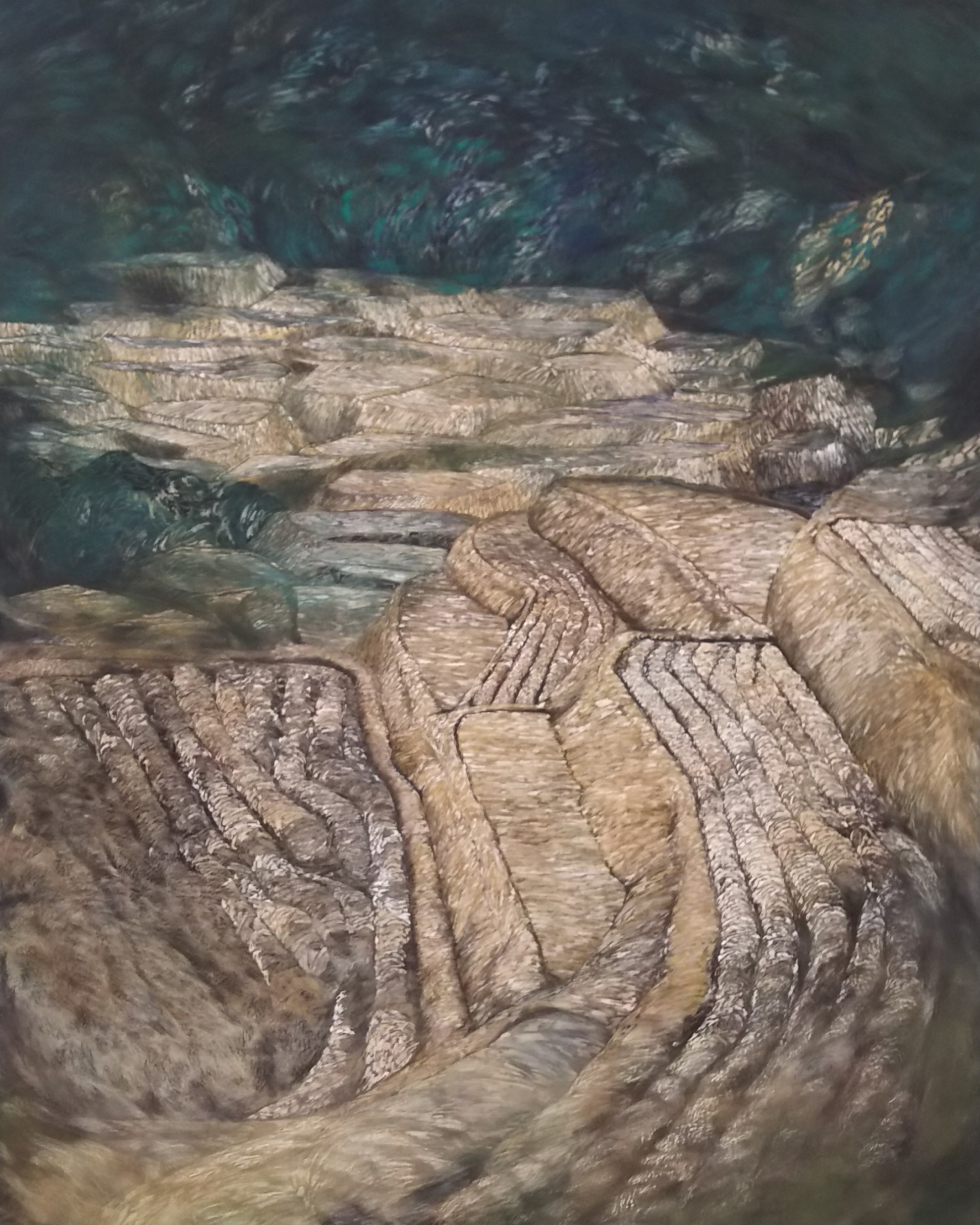 棚田を描いた日本画作品